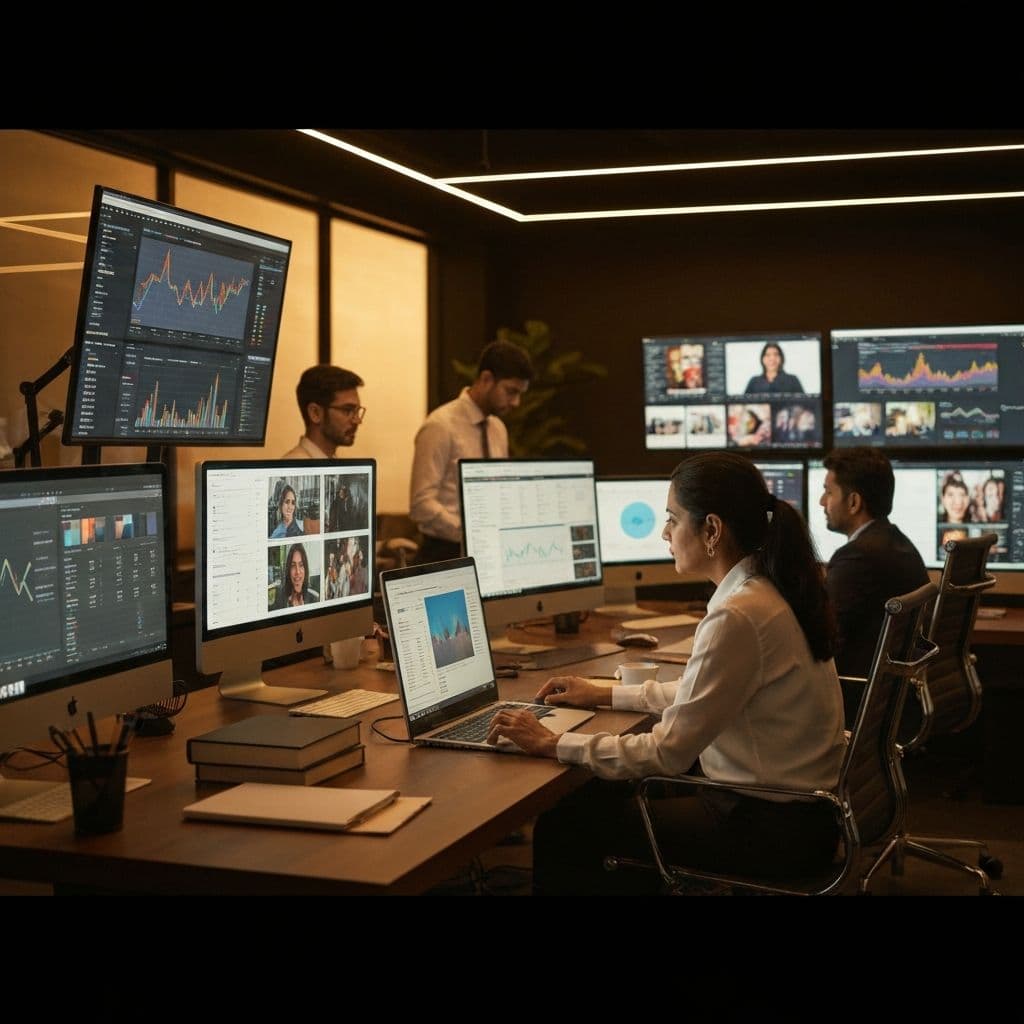 Professional advertising team at work